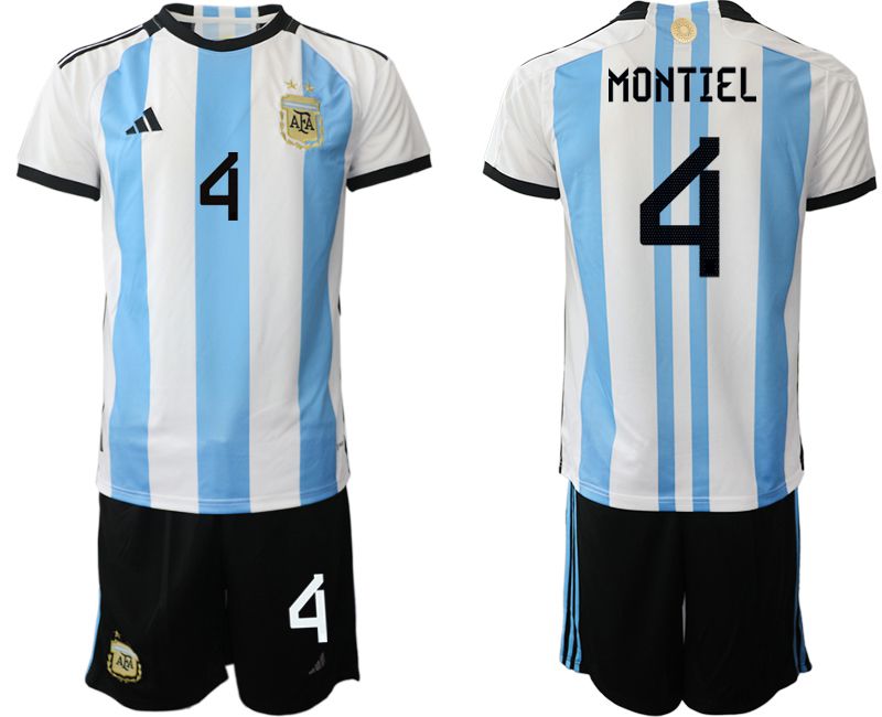 Men 2022 World Cup National Team Argentina home white 4 Soccer Jerseys